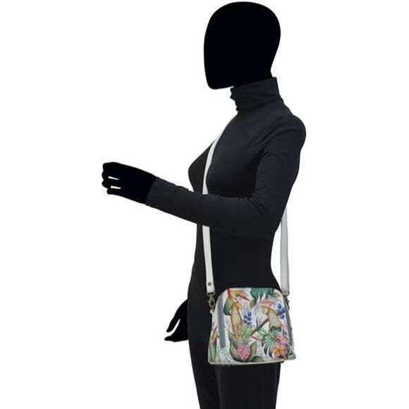 Anna by Anuschka, Bird Floral Hand-Painted Leather Bag. NWT - Picture 1 of 10